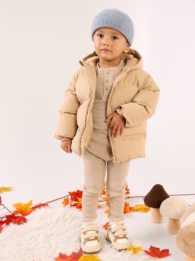Doudoune matelassée à capuche Beige - Kiabi