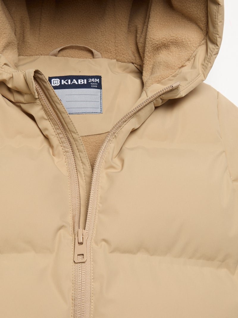 Doudoune matelassée à capuche Beige - Kiabi