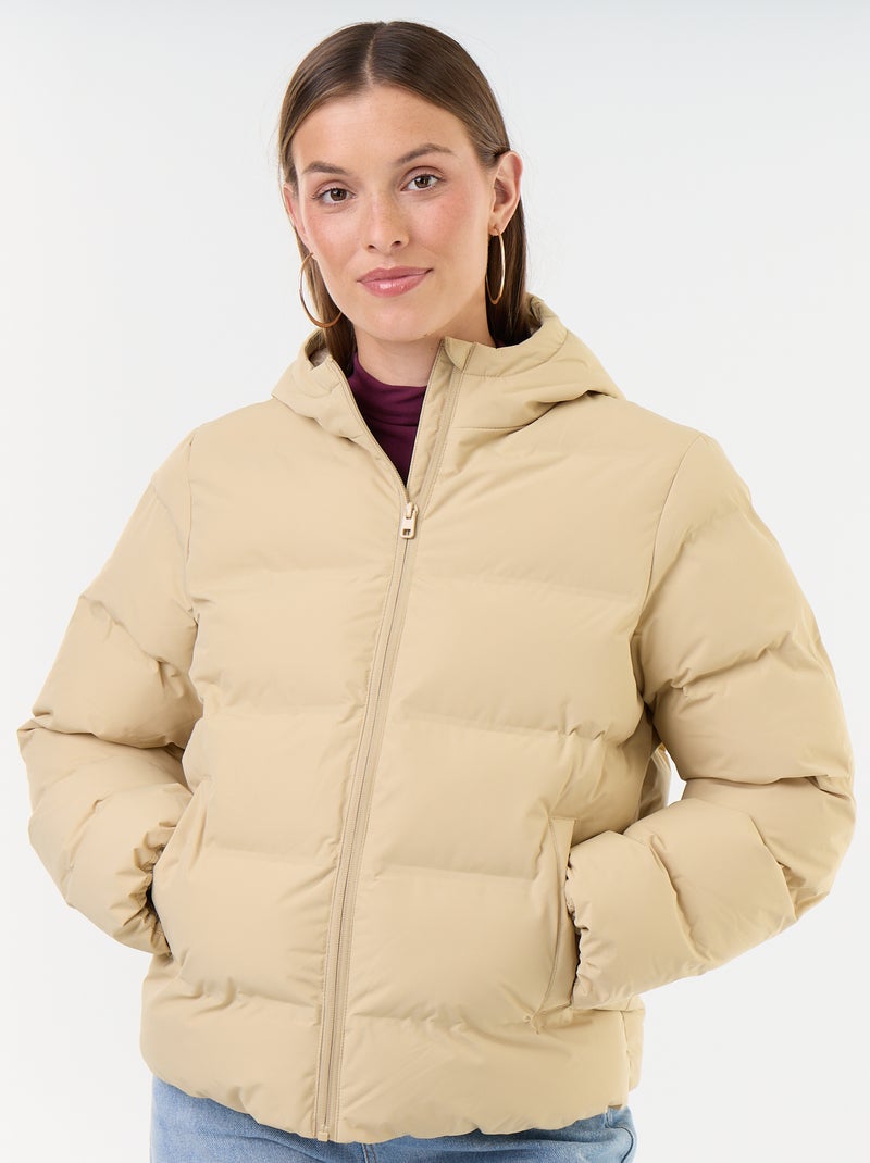 Doudoune matelassée à capuche Beige - Kiabi