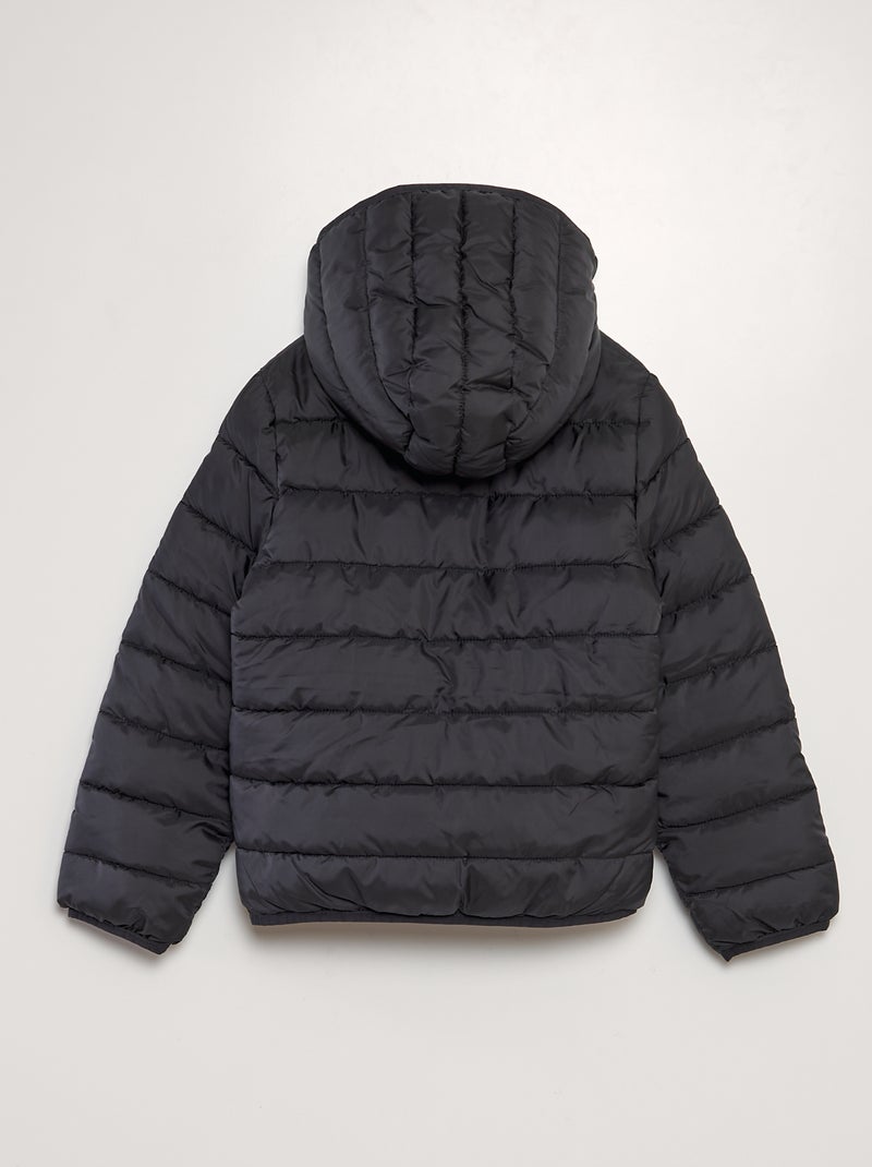 Doudoune matelassée à capuche noir - Kiabi