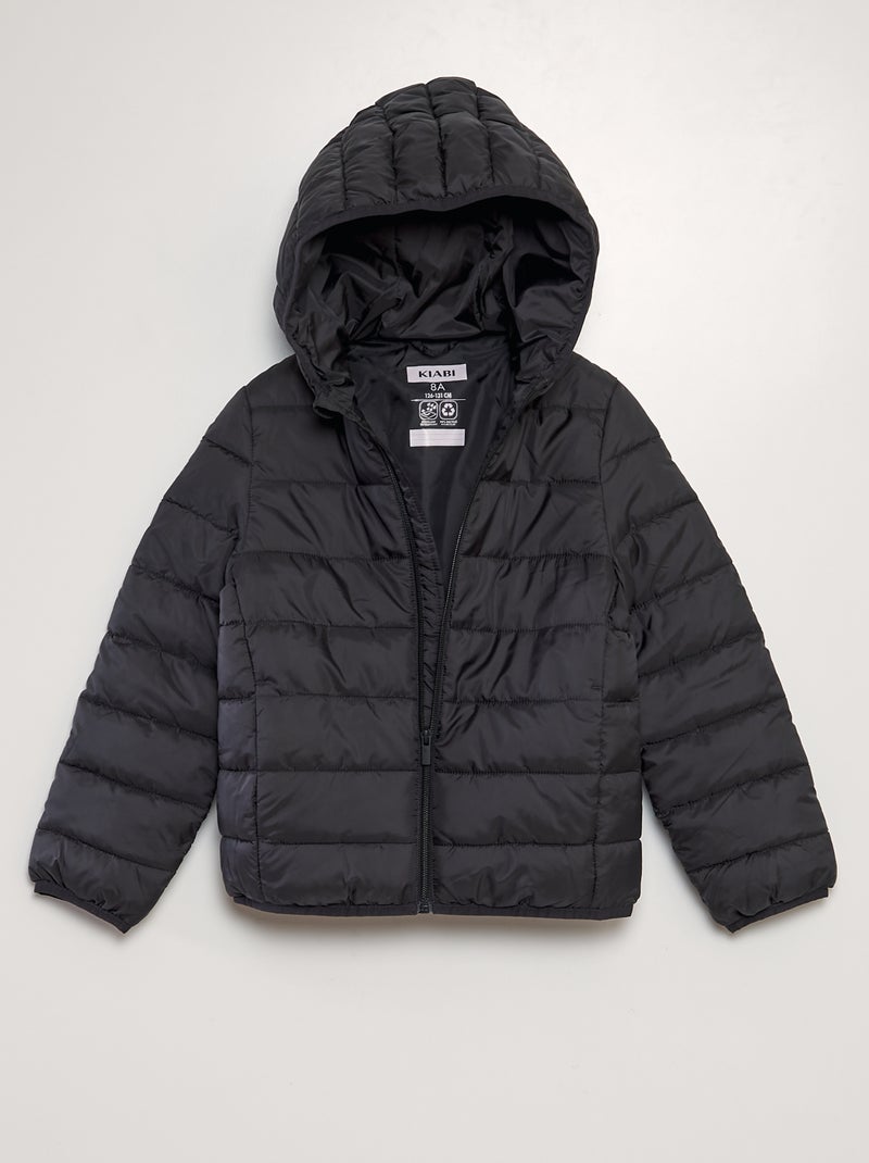 Doudoune matelassée à capuche noir - Kiabi