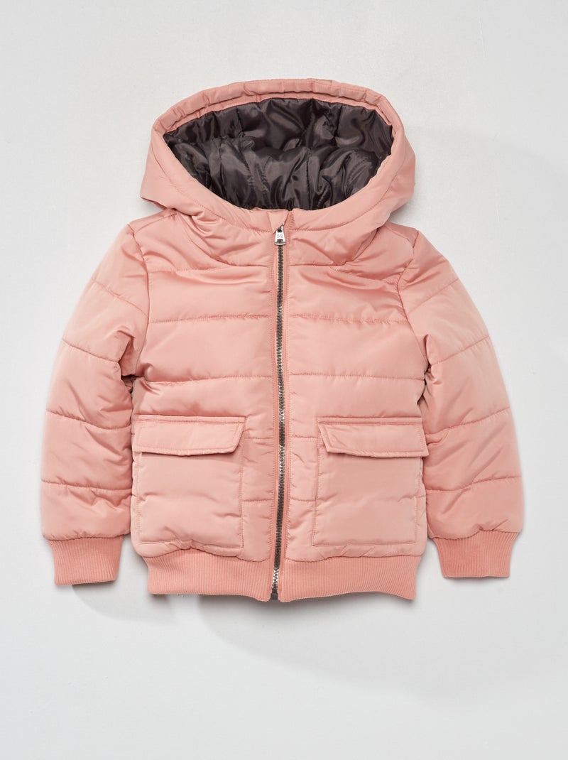 Doudoune matelassée à capuche Rose - Kiabi