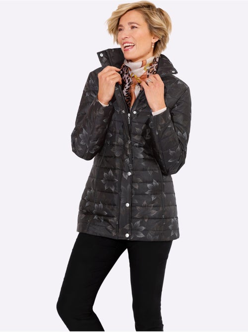 Doudoune matelassée à col réversible avec fleurs et poches - Taille standard - Moda Vilona - Kiabi