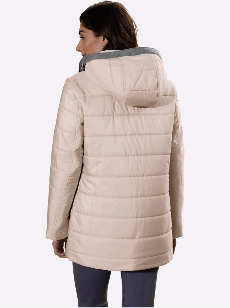 Doudoune matelassée avec capuche amovible et poches pratiques - taille standard - moda vilona Beige - Kiabi