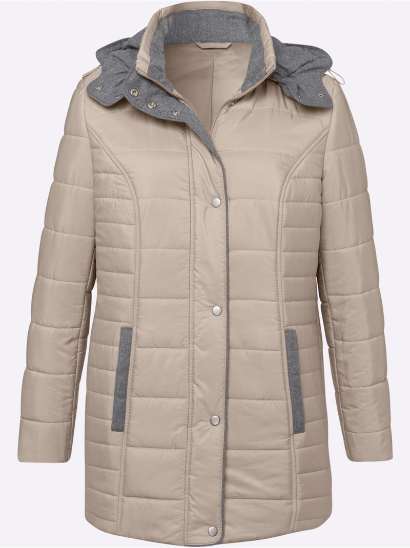 Doudoune matelassée avec capuche amovible et poches pratiques - taille standard - moda vilona Beige - Kiabi