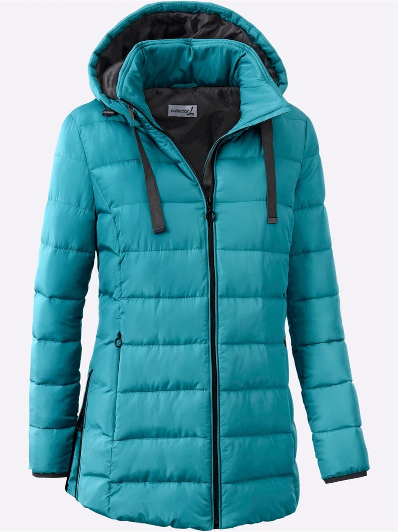 Doudoune matelassée avec capuche amovible et poches zippées - Taille standard - Witt Bleu pétrole - Kiabi