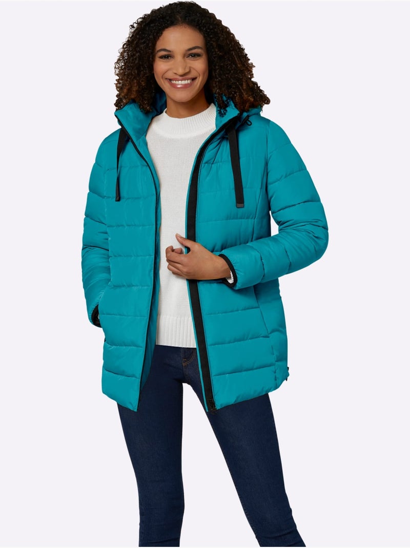 Doudoune matelassée avec capuche amovible et poches zippées - Taille standard - Witt Bleu pétrole - Kiabi