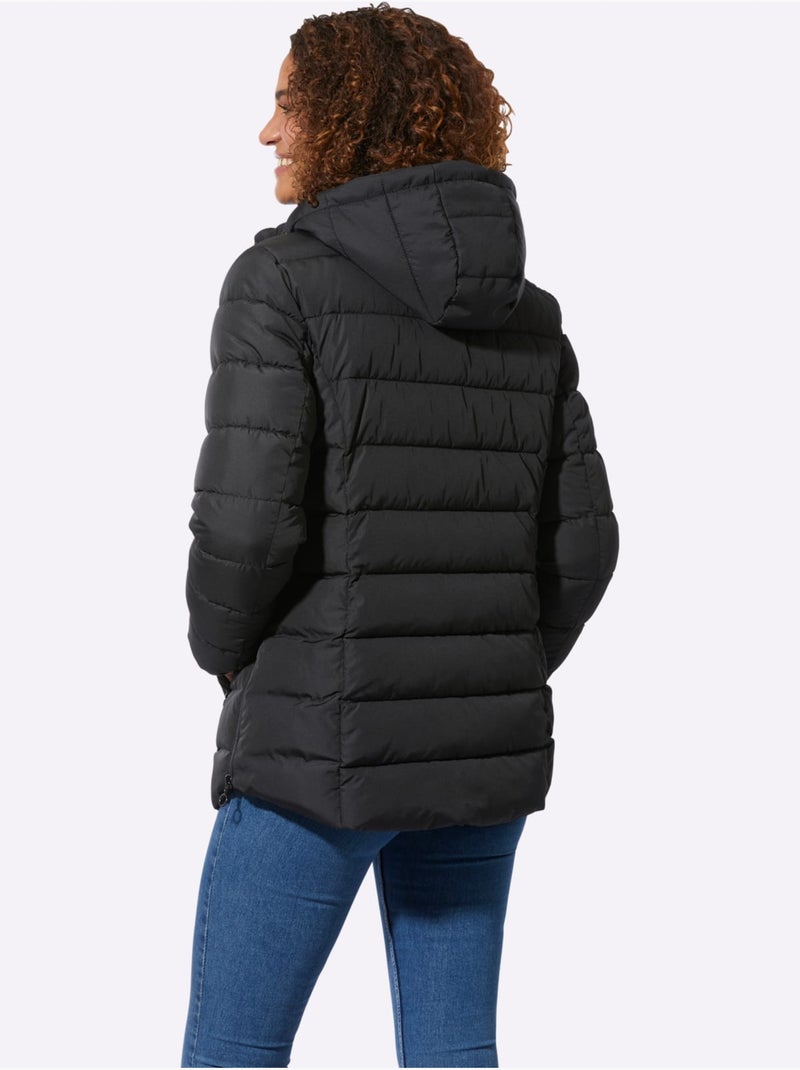Doudoune matelassée avec capuche amovible et poches zippées - Taille standard - Witt Noir - Kiabi