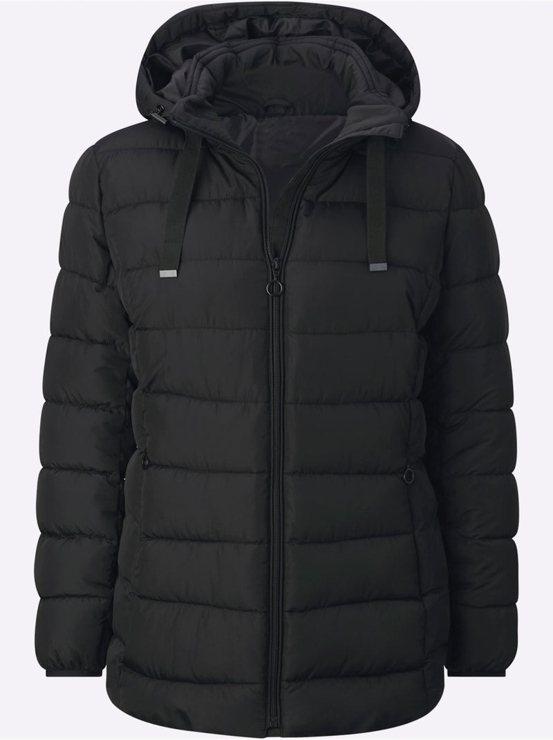 Doudoune matelassée avec capuche amovible et poches zippées - Taille standard - Witt Noir - Kiabi