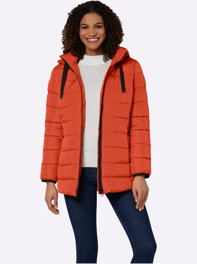 Doudoune matelassée avec capuche amovible et poches zippées - Taille standard - Witt Orange/Rouge - Kiabi