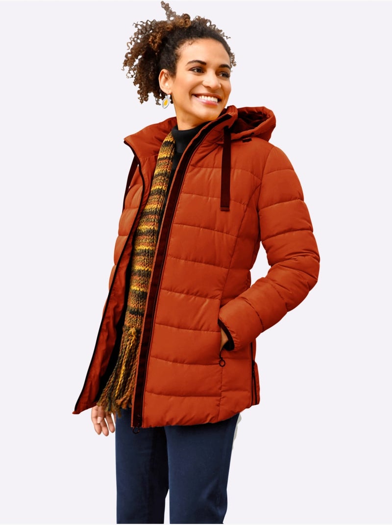 Doudoune matelassée avec capuche amovible et poches zippées - Taille standard - Witt Orange/Rouge - Kiabi