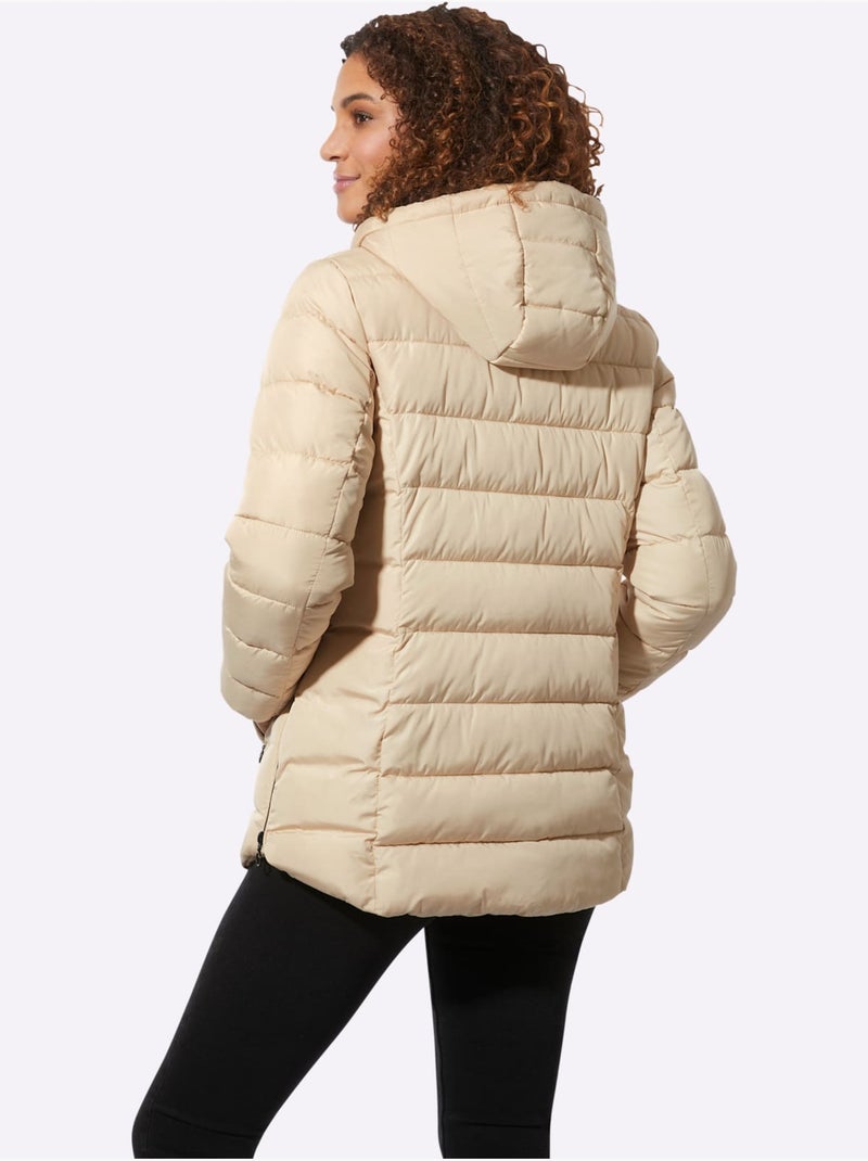 Doudoune matelassée avec capuche amovible et poches zippées - Taille standard - Witt Sable - Kiabi