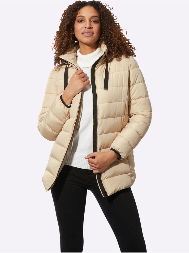 Doudoune matelassée avec capuche amovible et poches zippées - Taille standard - Witt Sable - Kiabi