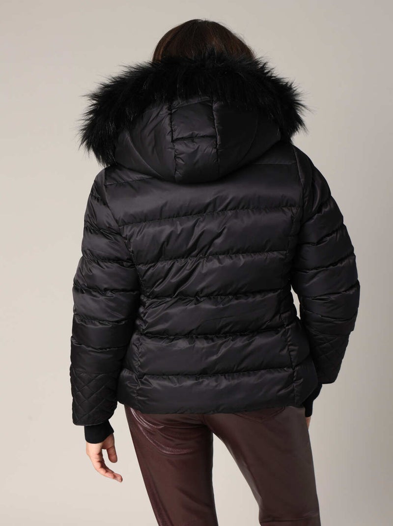 Doudoune matelassée avec capuche en imitation fourrure
 'Deeluxe' Gris taupe - Kiabi