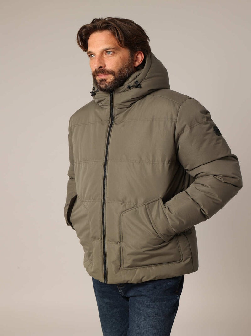 Doudoune matelassée avec capuche et doublure contrastée
 'Deeluxe' Vert bouteille - Kiabi