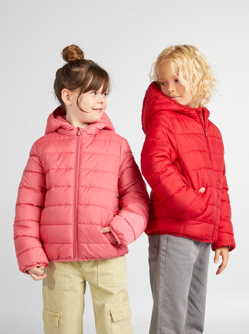 Doudoune matelassée avec capuche rose - Kiabi