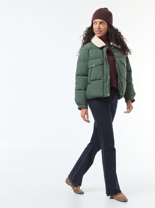 Doudoune matelassée avec col effet mouton - Kiabi