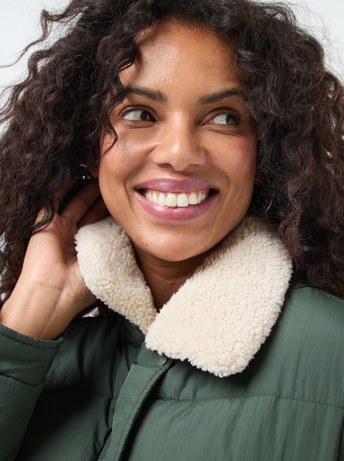 Doudoune matelassée avec col effet mouton - Kiabi