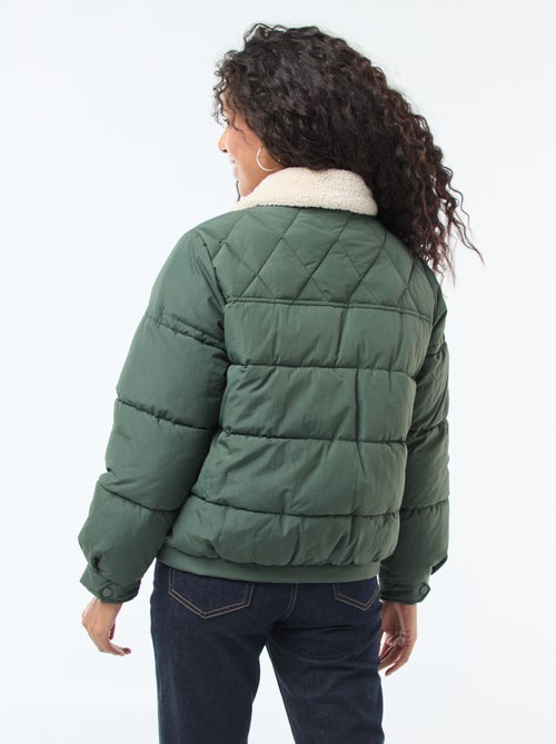 Doudoune matelassée avec col effet mouton - Kiabi