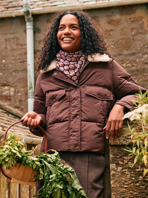 Doudoune matelassée avec col effet mouton - Kiabi