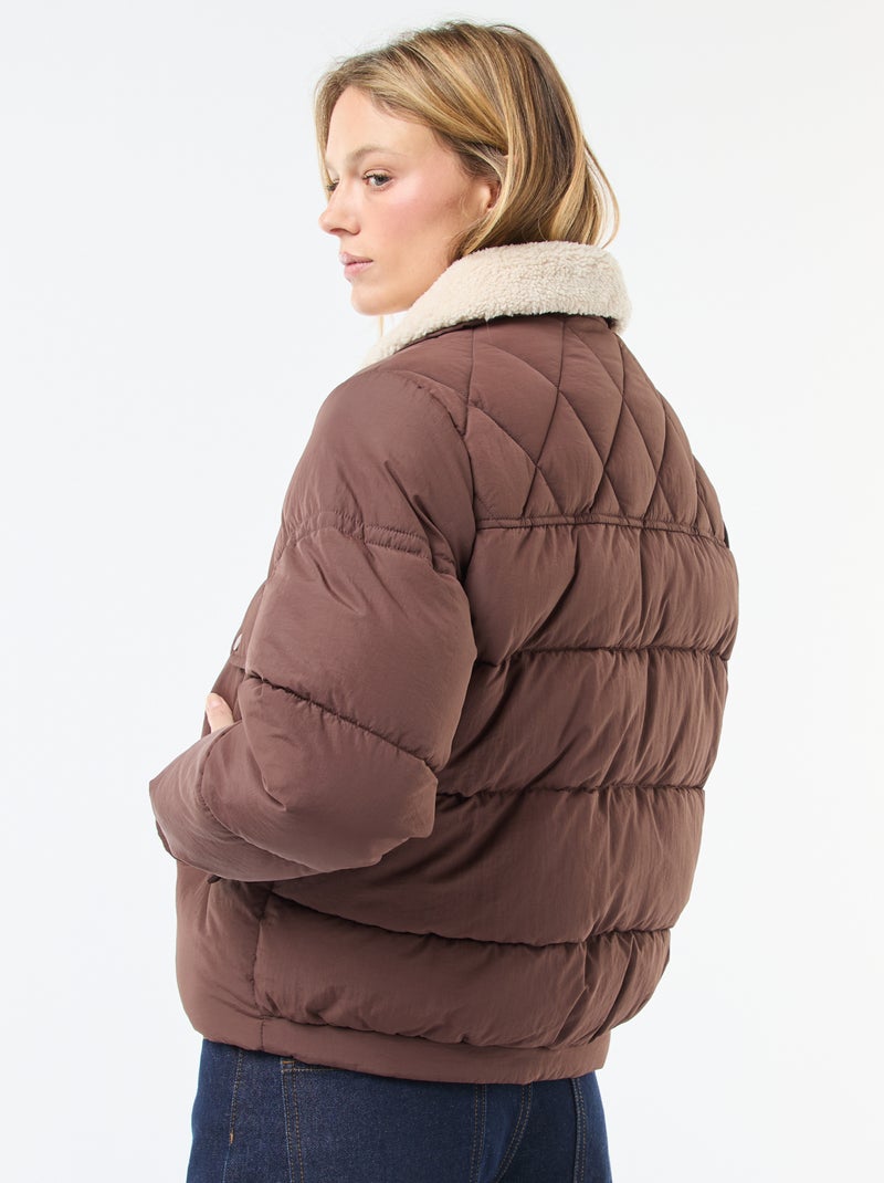 Doudoune matelassée avec col effet mouton Marron - Kiabi
