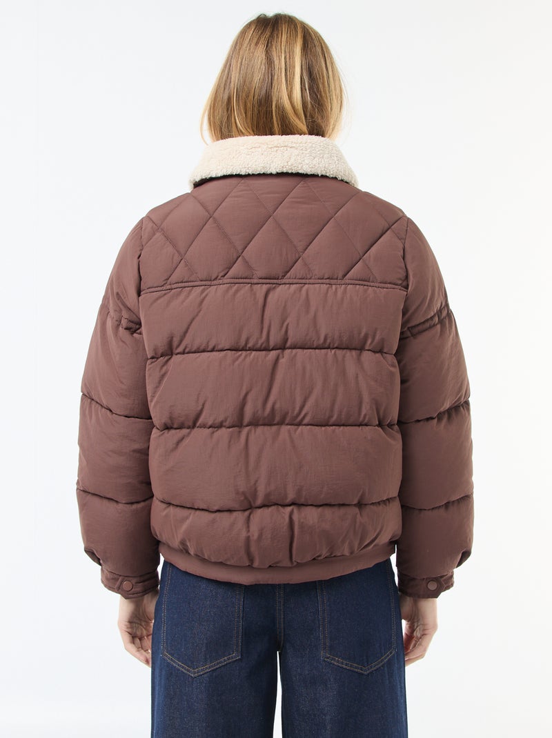 Doudoune matelassée avec col effet mouton Marron - Kiabi