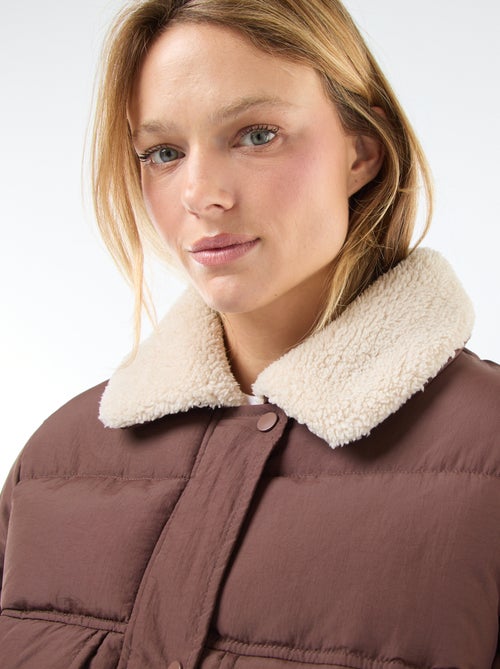 Doudoune matelassée avec col effet mouton - Kiabi