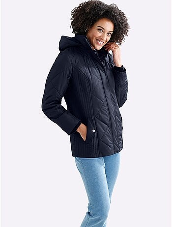 Doudoune matelassée à col montant et capuche amovible avec poches - taille standard - moda vilona