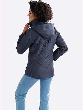 Doudoune matelassée à col montant et capuche amovible avec poches - taille standard - moda vilona