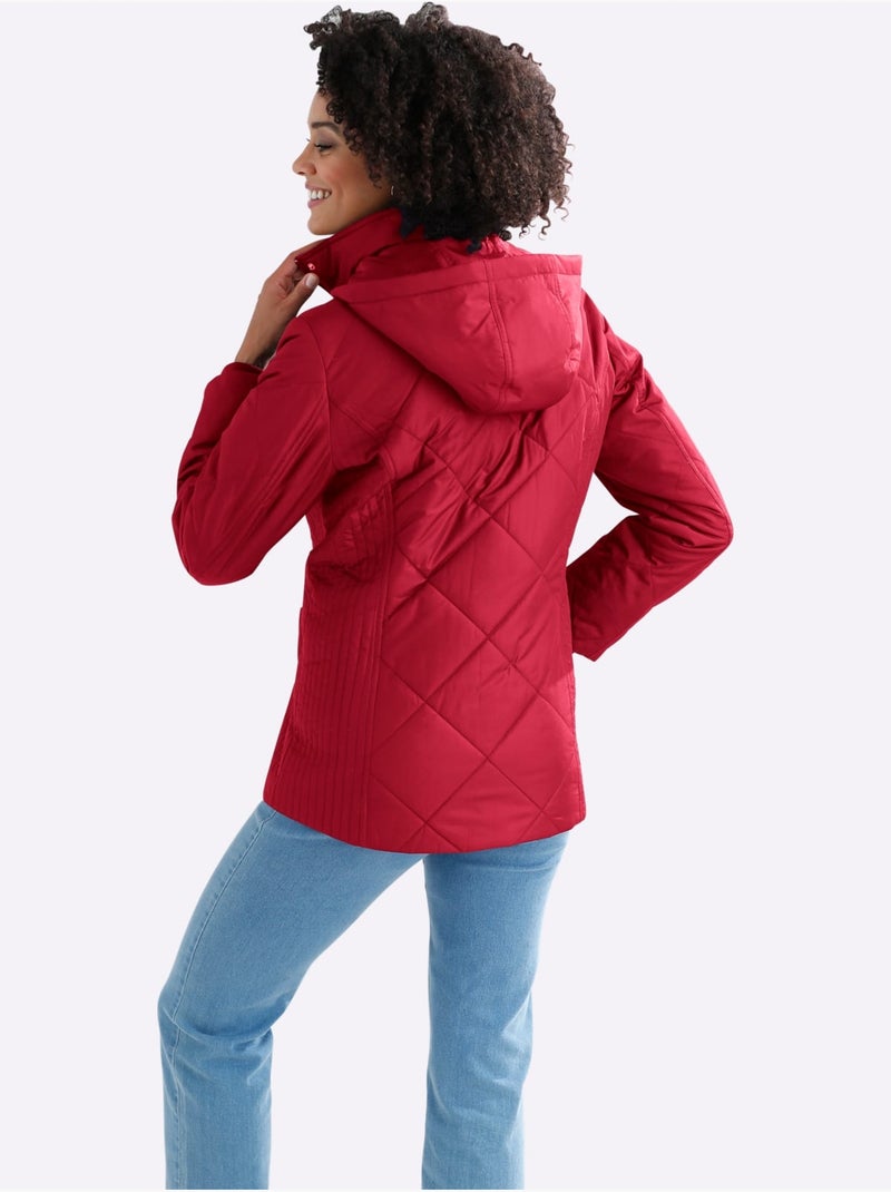 Doudoune matelassée avec col montant et capuche amovible - taille standard - moda vilona Rouge - Kiabi