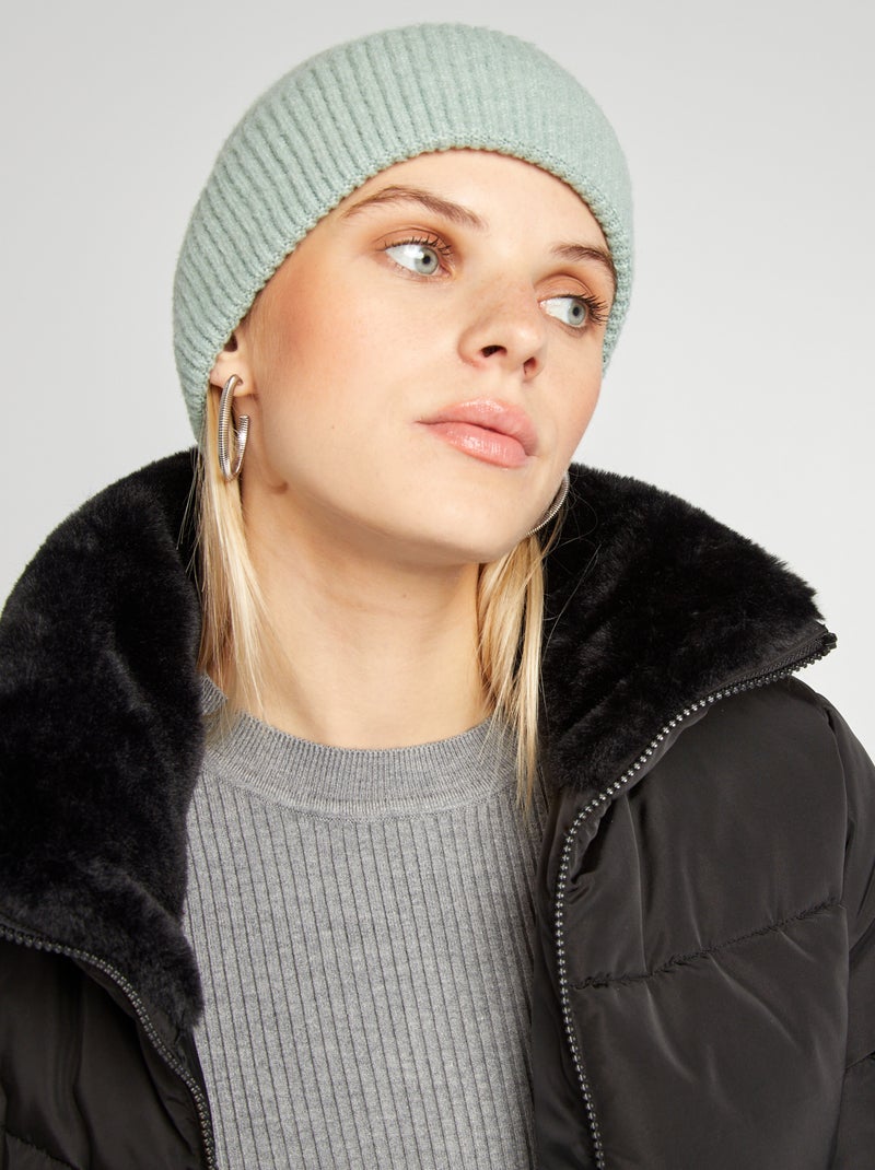 Doudoune matelassée avec col montant noir - Kiabi