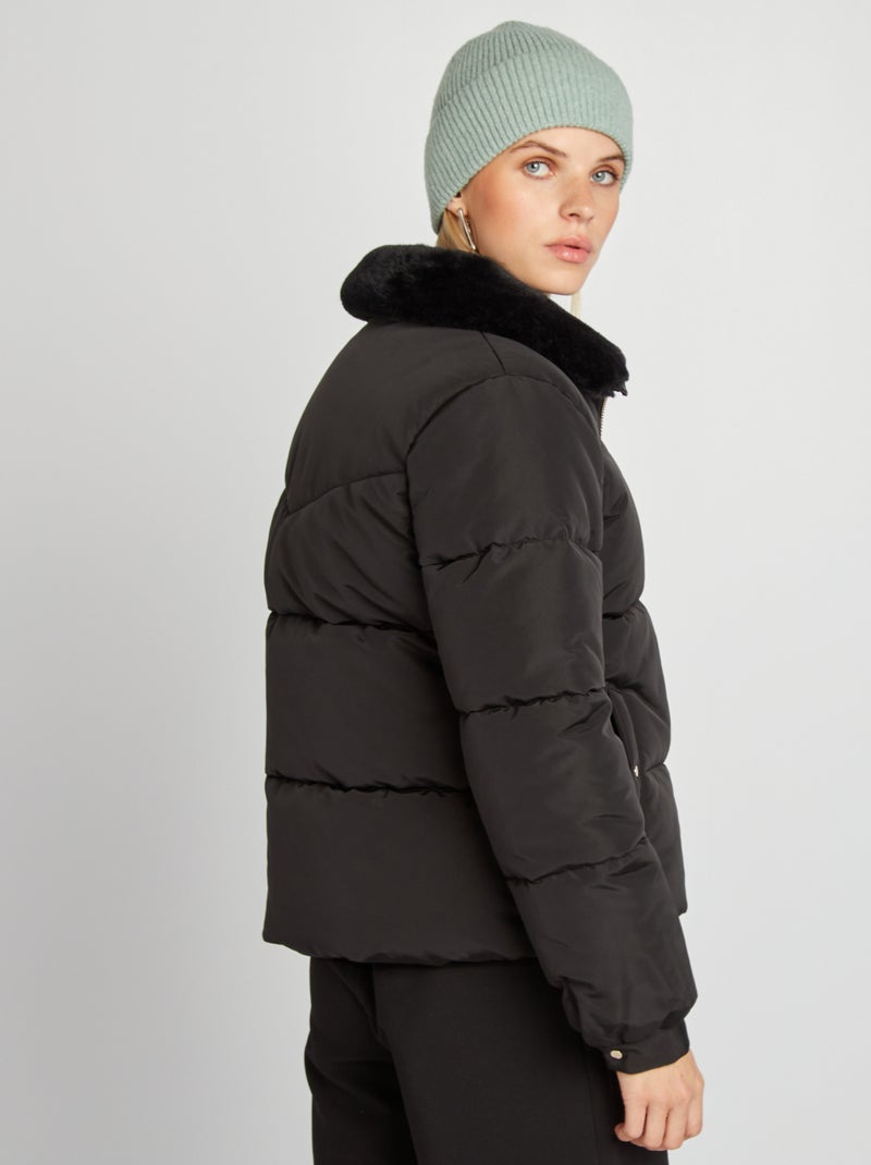 Doudoune matelassée avec col montant noir - Kiabi