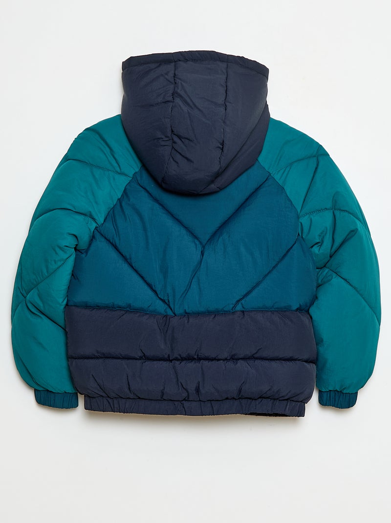 Doudoune matelassée color bloc déperlante Bleu - Kiabi