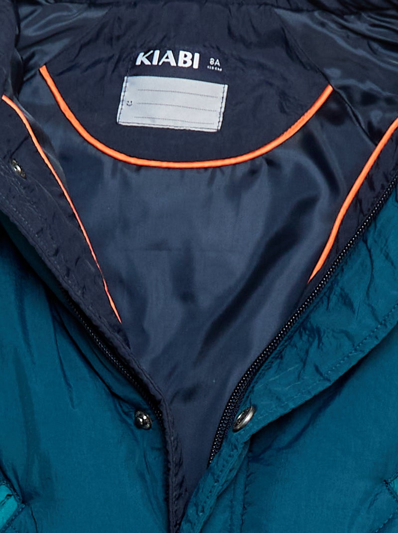 Doudoune matelassée color bloc déperlante Bleu - Kiabi