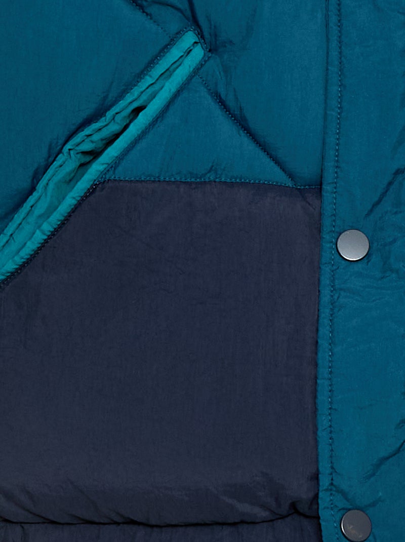 Doudoune matelassée color bloc déperlante Bleu - Kiabi
