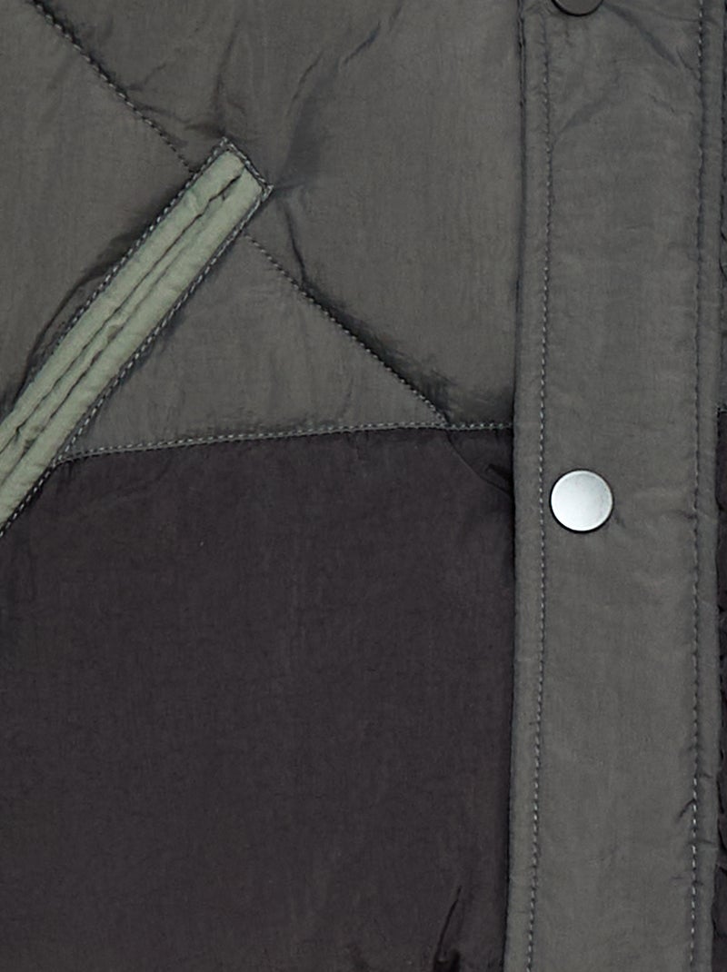 Doudoune matelassée color bloc déperlante Gris - Kiabi