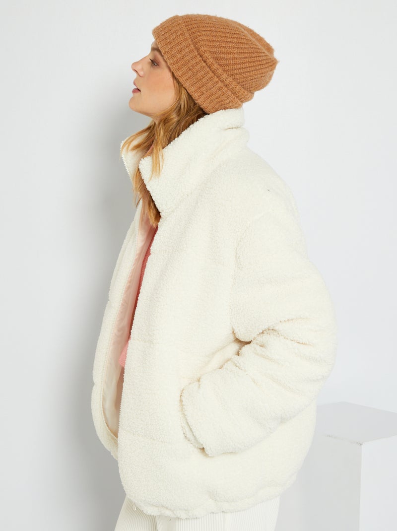 Doudoune matelassée en maille effet moutonné Blanc - Kiabi