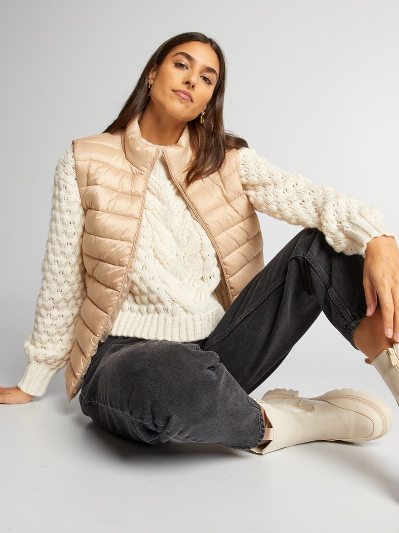Doudoune matelassée sans manches beige - Kiabi
