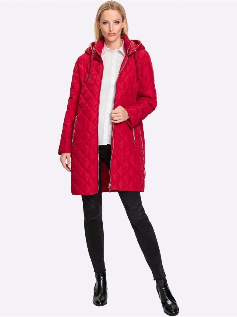 Doudoune Mélange De Matières Tendance - Taille Standard - Helline Rouge - Kiabi