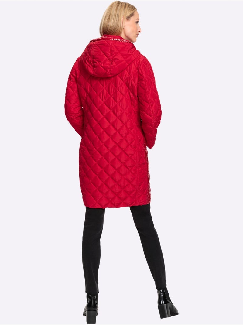 Doudoune Mélange De Matières Tendance - Taille Standard - Helline Rouge - Kiabi