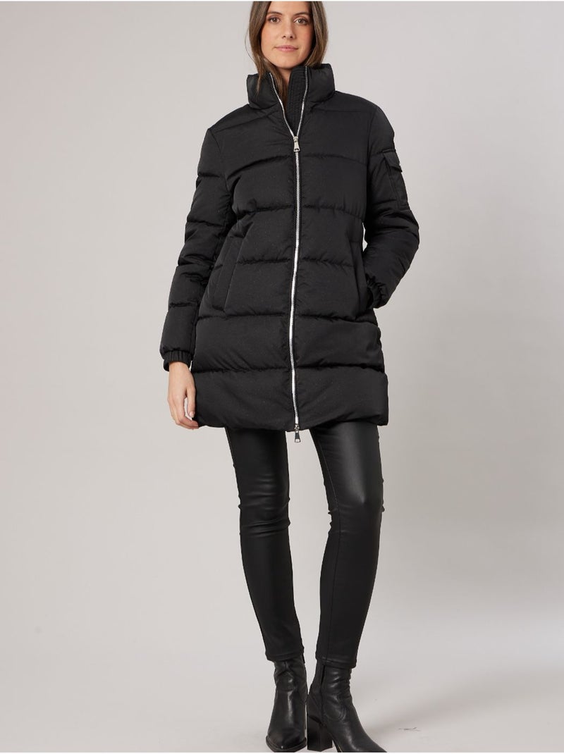 Doudoune mi-cuisse regular femme col montant 'deeluxe' Noir - Kiabi