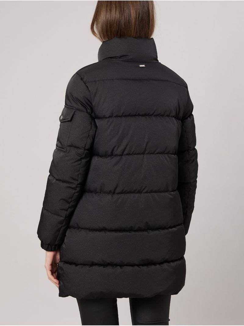 Doudoune mi-cuisse regular femme col montant 'deeluxe' Noir - Kiabi