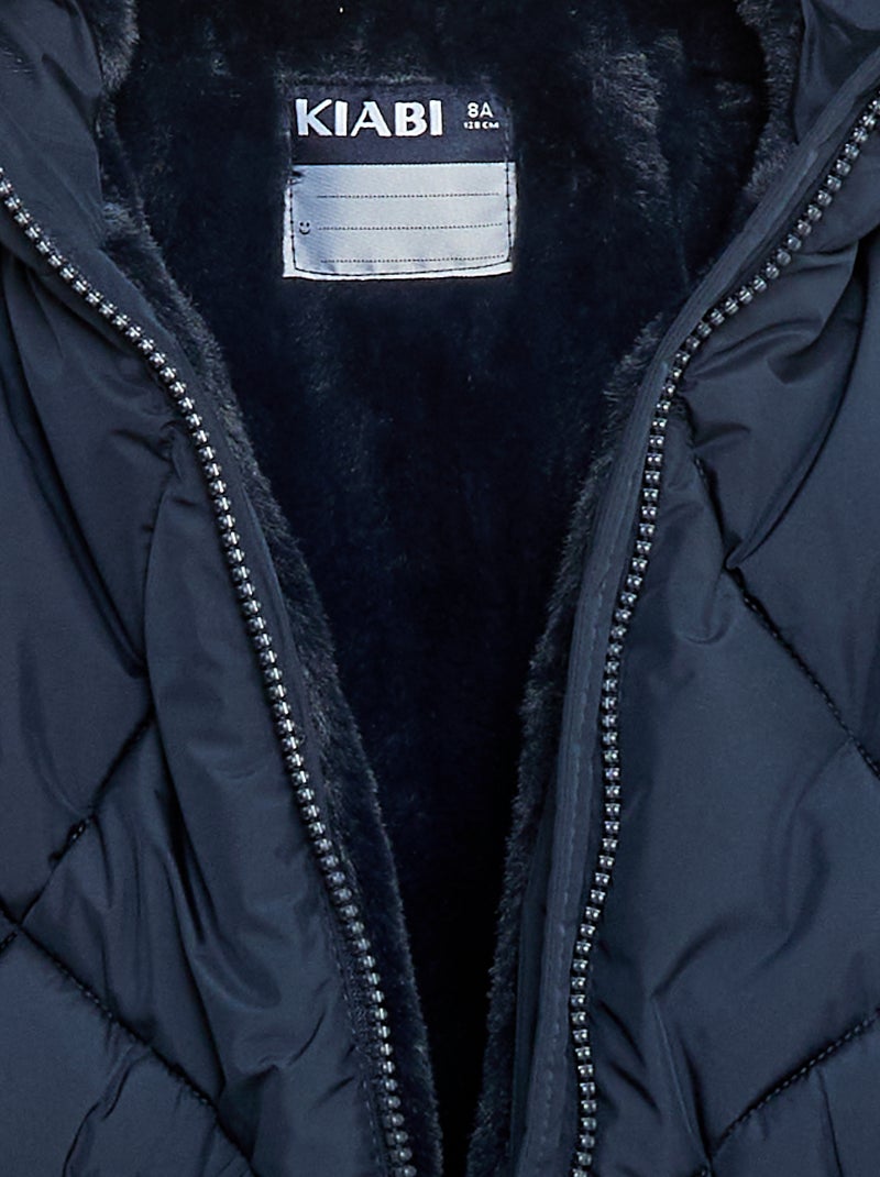 Doudoune mi-longue chaude déperlante Bleu - Kiabi