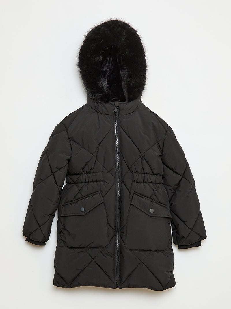 Doudoune mi-longue chaude Noir - Kiabi