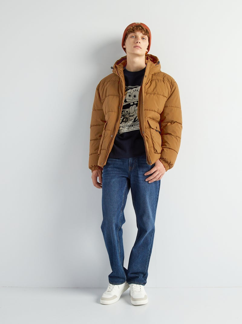 Doudoune mi-longue déperlante Beige - Kiabi