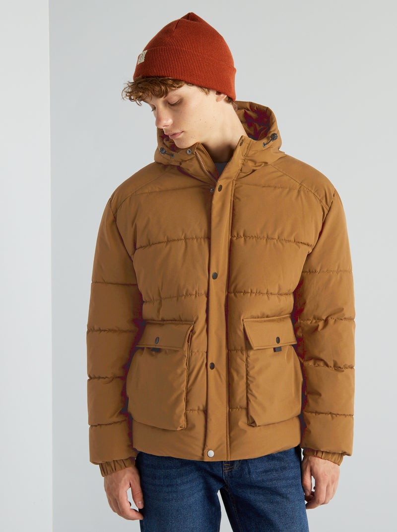 Doudoune mi-longue déperlante Beige - Kiabi