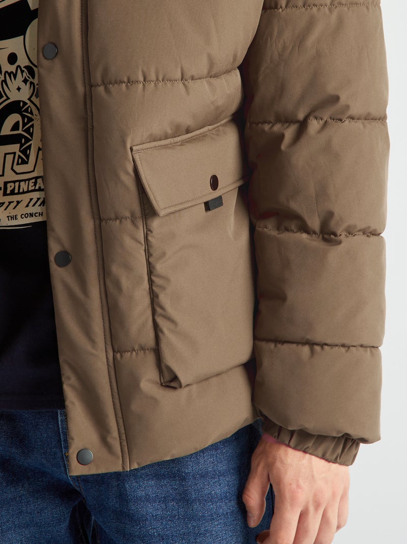 Doudoune mi-longue déperlante Beige - Kiabi