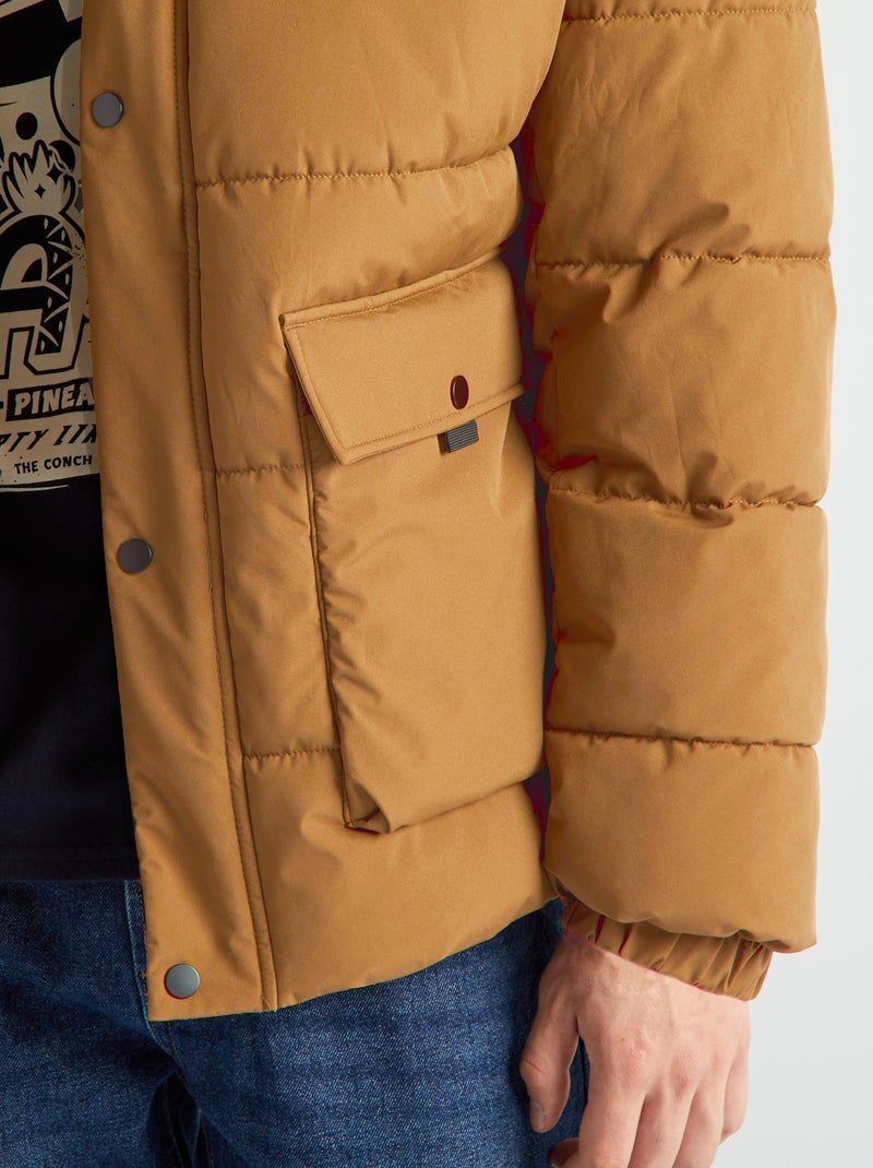 Doudoune mi-longue déperlante Beige - Kiabi