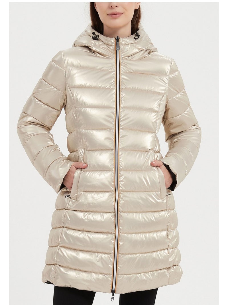 Doudoune Mi Longue Kebello Beige - Kiabi