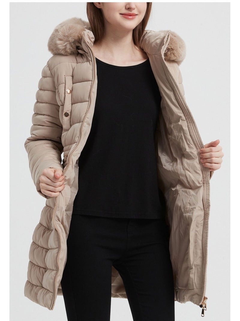 Doudoune Mi Longue Kebello Beige - Kiabi